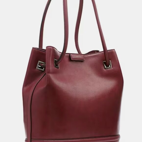 Calvin Klein, Ash Bucket-Style Tote, Deep Red, Burgundy, NWOT - Picture 3 of 5